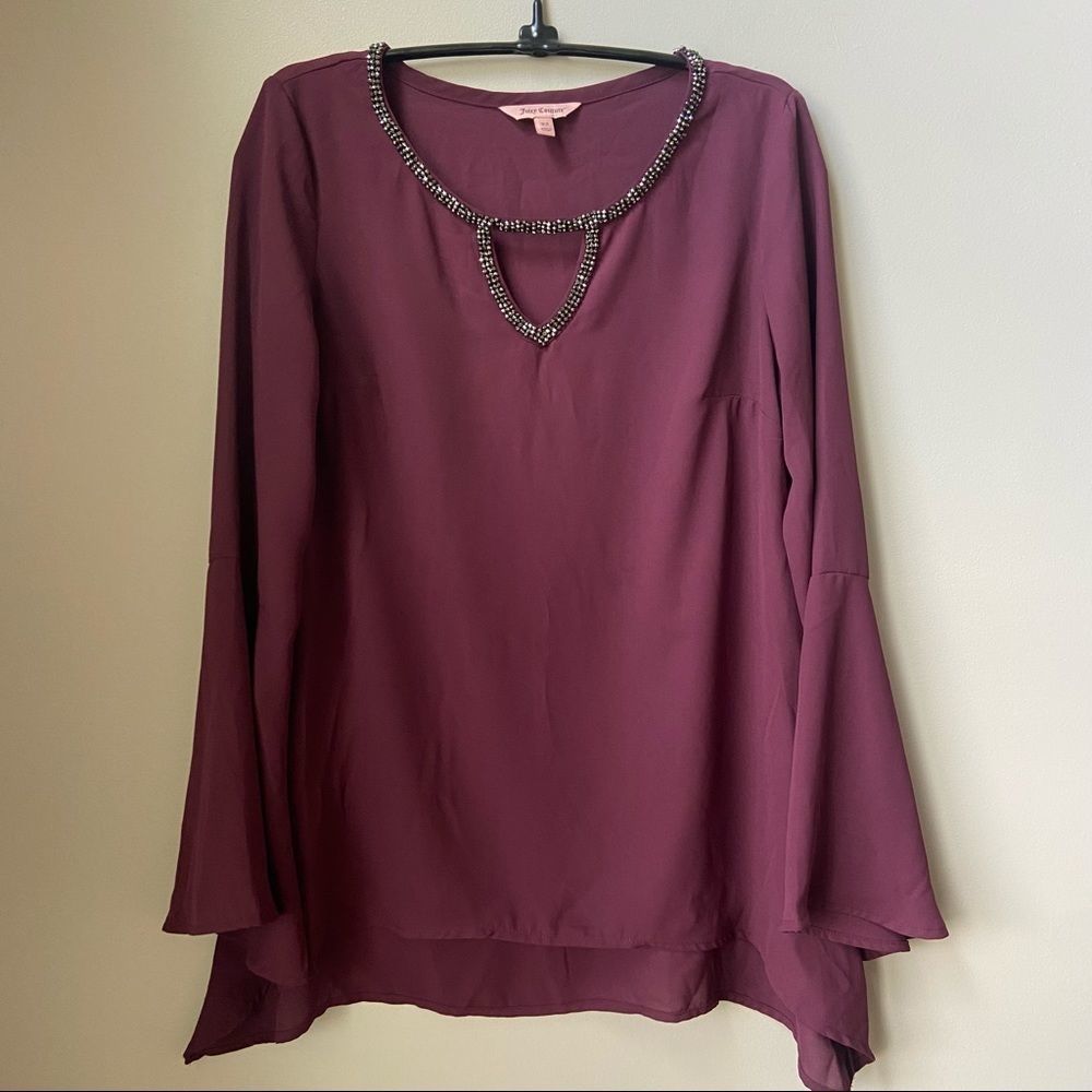 Juicy Couture Burgundy Long Sleeve Blouse